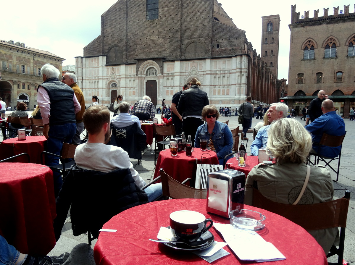 Bologna, Italy Coffee, People and Palazzo Watching at Piazza Maggiore