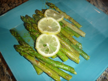 asparagus in lemon pepper and blood orange olive oil