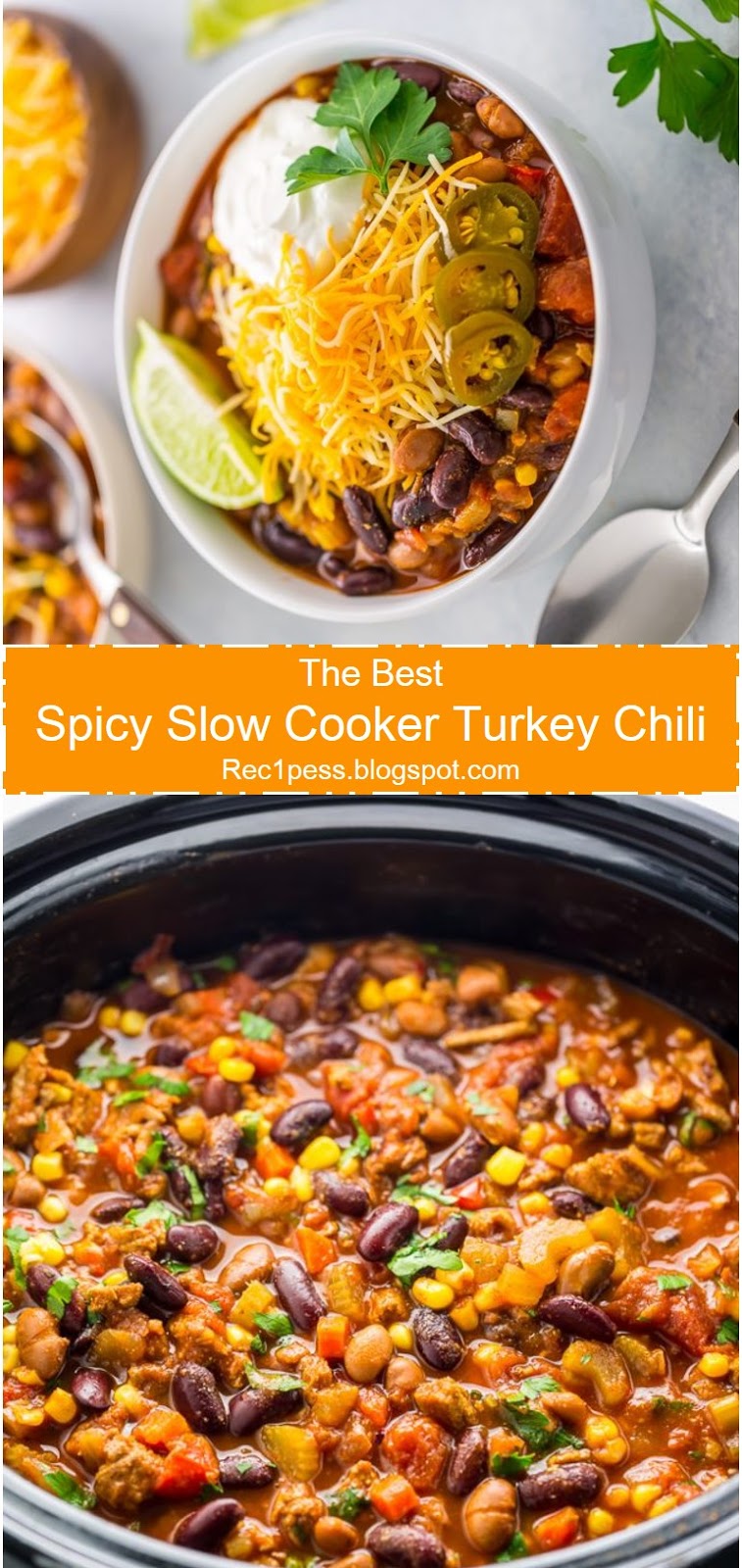 My BEST #Recipes >> Spicy Slow Cooker #Turkey Chili
