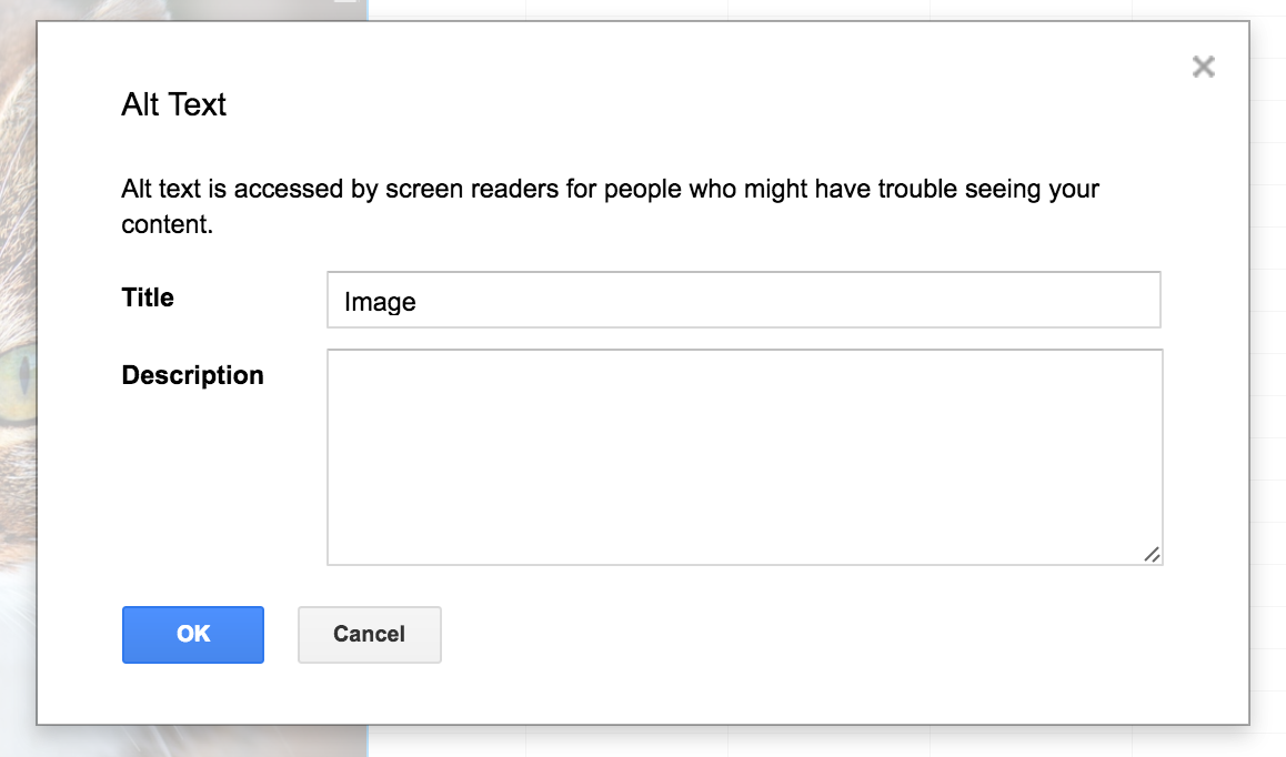 Alt Image Tags in Google Docs, Slides, Drawing, and Sheets >>> Create