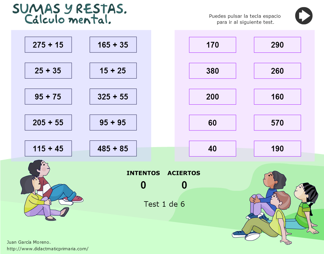 Las TIC en Primaria: SUMAS Y RESTAS. CÁLCULO MENTAL