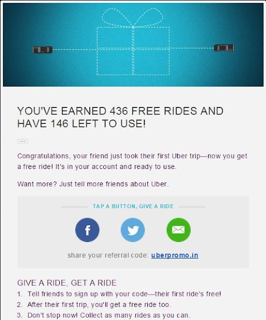 Keep sharing your code to your friends to get free rides