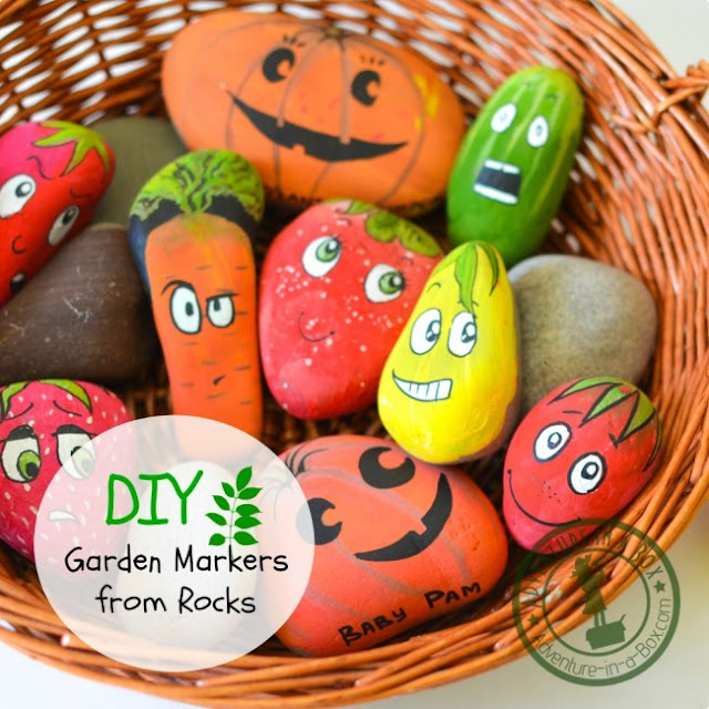 painted pebble planting markers