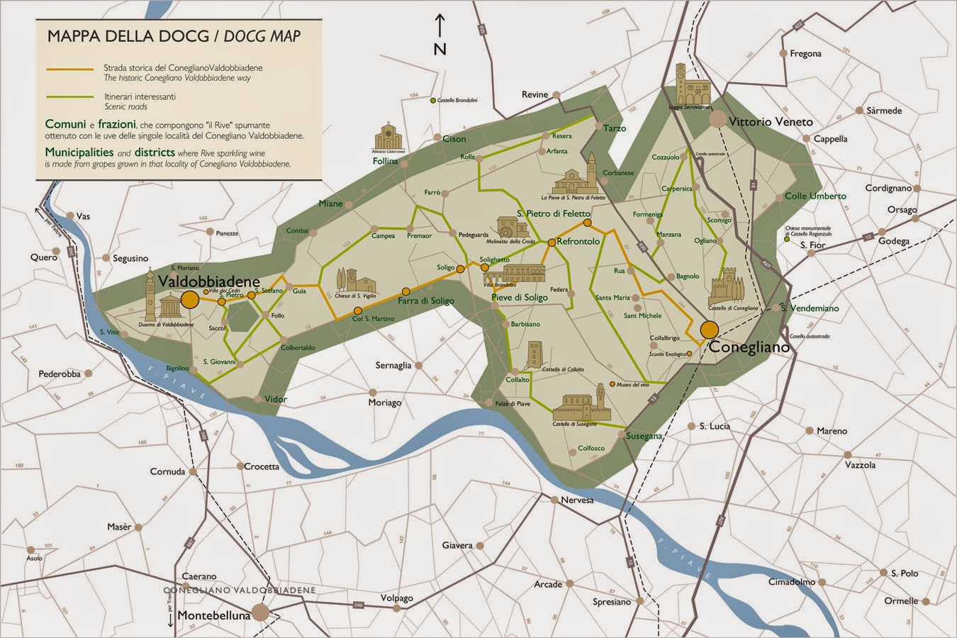 Valdobbiadene DOCG wine map