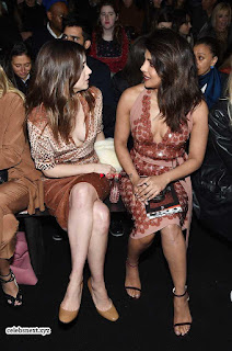 Priyanka Chopra is all brown in a deep neck beautiful dress at Bottega Veneta Show during NYFW ~  Exclusive