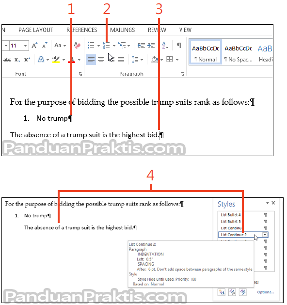 Cara Mengubah Urutan Penomoran (Numbering) Di Word 2013