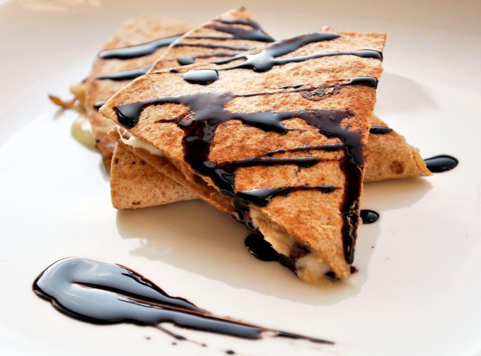 tsukurikata ham and cheese quesadilla with a reduced balsamic glaze