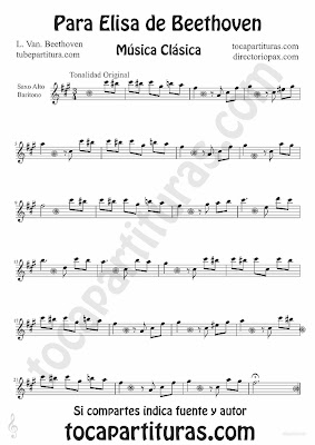 Tubepartitura Para Elisa de Beethoven partitura para Saxofón Alto y Barítono canción de Música Clásica