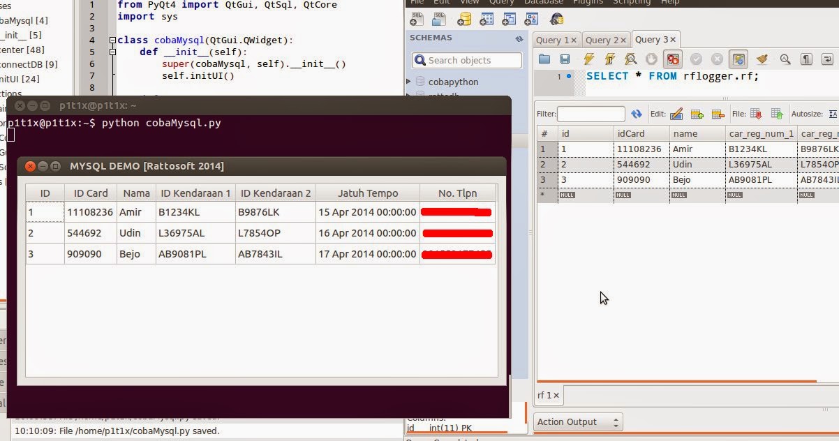 Cara koneksi Python (PyQt) dengan MySQL di Ubuntu ~ Rattonics