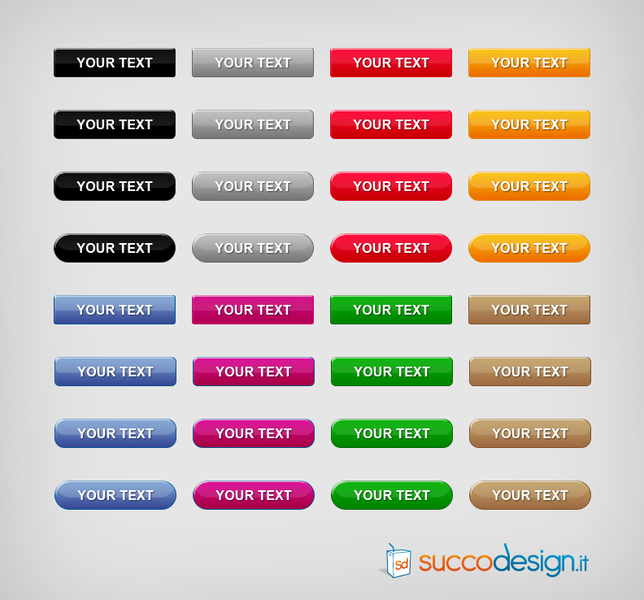 Rounded Corner Buttons by succodesign.it Download Free Vector Free PSD