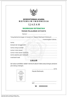 APLIKASI ISIAN IJAZAH MI TAHUN 2016