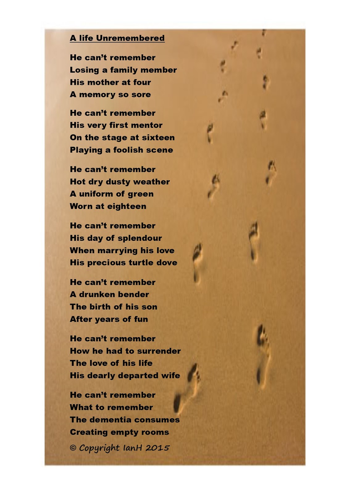 Dementia Carers Poems A Life Unremembered