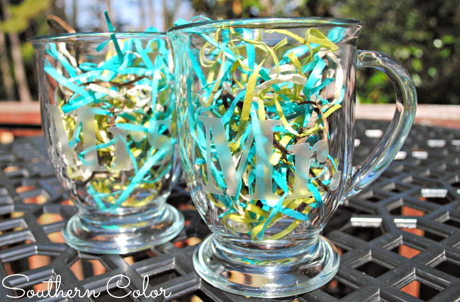 Southern Color Etched Glass Vinyl Coffee Mugs