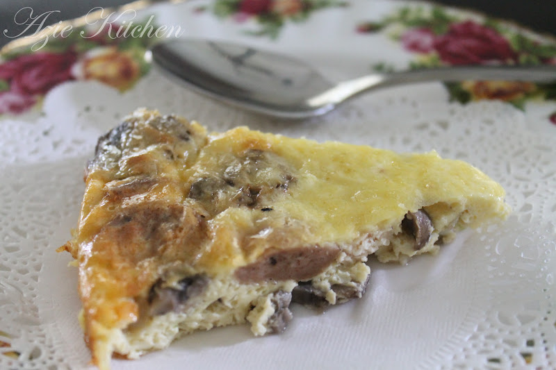 Sausage and Chicken Mushroom Crustless Quiche Azie Kitchen