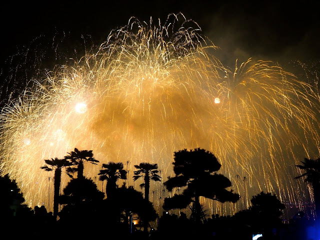Firework explosion at the 12th Busan Firework Festival on Gwangalli Beach