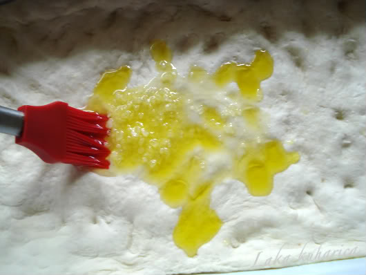 focaccia brushed with olive oil