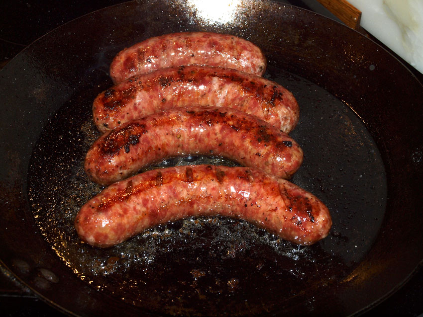 Pellet Smoker Cooking Smoked Sausage W/Fried Potatoes and Cabbage