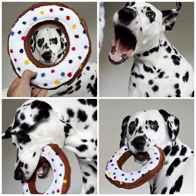 Dalmatian DIY DIY Squeaky Softie Sprinkled Donut Dog Toy