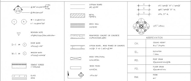 DIFFERENT TYPES OF LEGEND AND ABBREVIATION DRAWING IN DWG FILE.