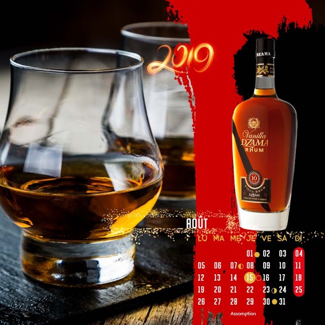 calendrier chevalet rhum vieux 10 ans vanille Dzama août