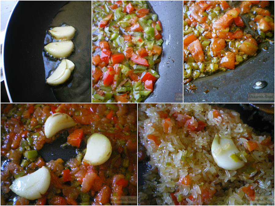Arroz a la albahaca con gambones (sofrito)