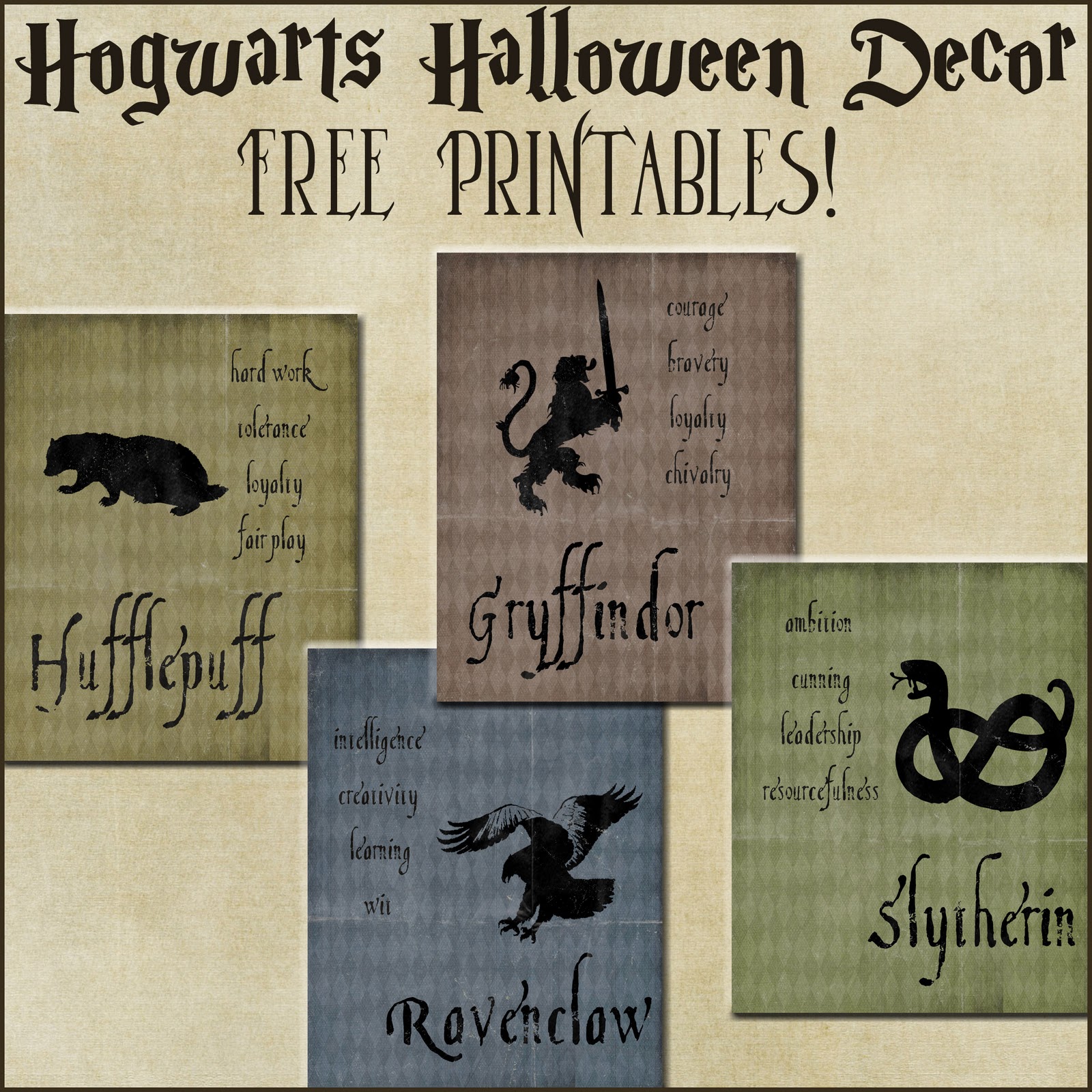 halloween-decor-harry-potter-house-posters
