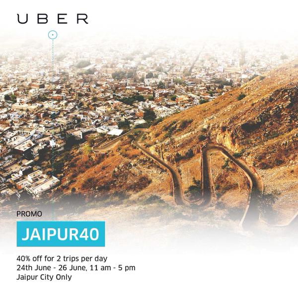 Uber Jaipur Promo Code to Save 40% on Each trip