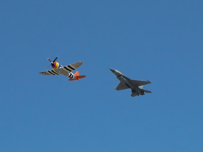 Randolph Air Force Base 2011 Air Show: F-16 Viper East Demo and Heritage Flight with P47D Thunderbolt