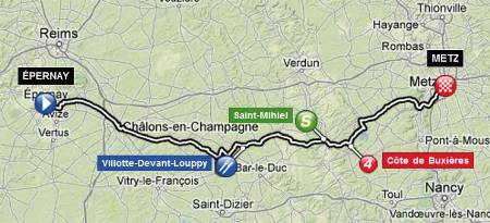 Mapa 6ª etapa Tour de Francia 2012 Épernay / Metz 