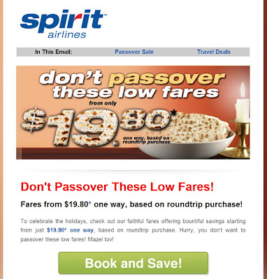 Spirit Airlines Passover Promotion