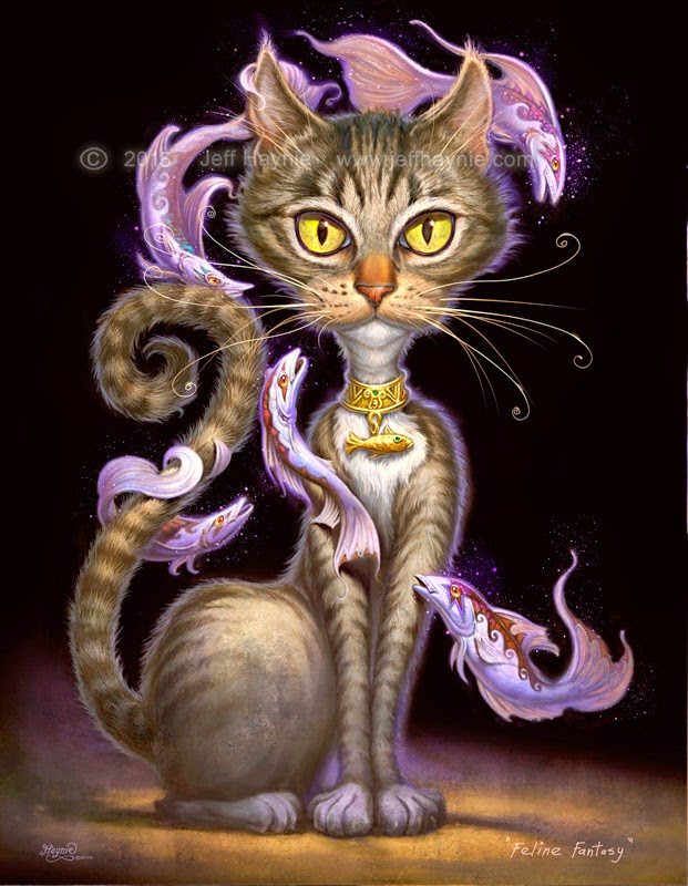 12-Feline-Fantasy-Jeff-Haynie-Cats in Drawings-Paintings-and-Jewelry-www-designstack-co