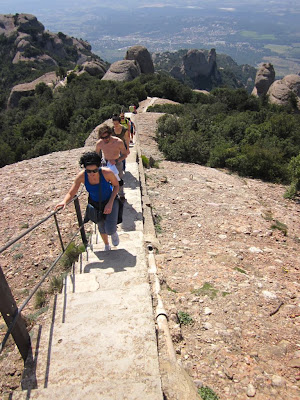 Stairs to Sant Jeroni, the highest point in Montserrat Stairs to Sant Jeroni, the highest point in Montserrat