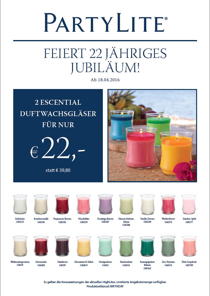 wachstraum.de PartyLite® Kerzen Online Shop PartyLite feiert 22
