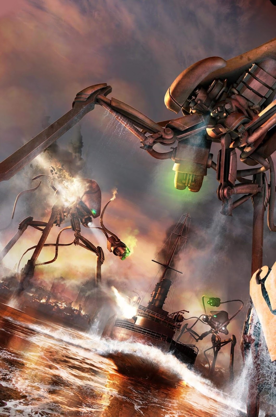Retro Brit In H.G. Wells' War of the Worlds Martian tripods attack Earth Retro Brit In H.G. Wells' War of the Worlds Martian tripods attack Earth