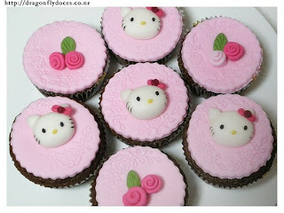 Hello Kitty and roses cute cupcakes
