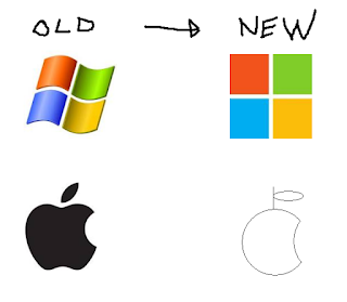 old and new logo of microsoft and apple