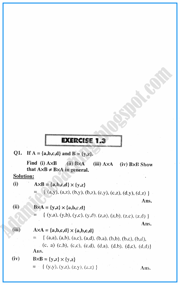 Adamjee Coaching Exercise 1 3 Sets Mathematics Notes For Class 10th Adamjee Coaching Exercise 1 3 Sets Mathematics Notes For Class 10th