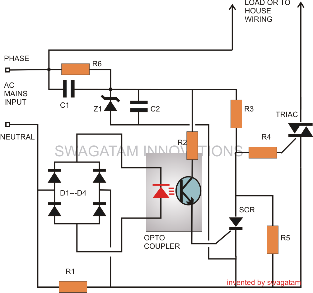 Ac Circuit Breaker Using Scr - The Circui   t Will Also Safeguard You House Wiring Against A Possible Overload Conditions - Ac Circuit Breaker Using Scr