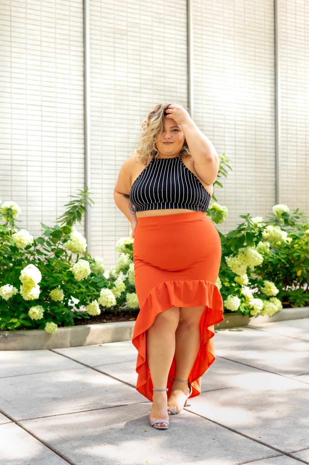 Plus Size Orange Ruffle Skirt - Natalie in the City