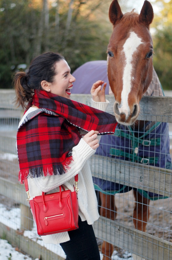 Plaid blanket scarf from Le Chateau Vancouver blogger