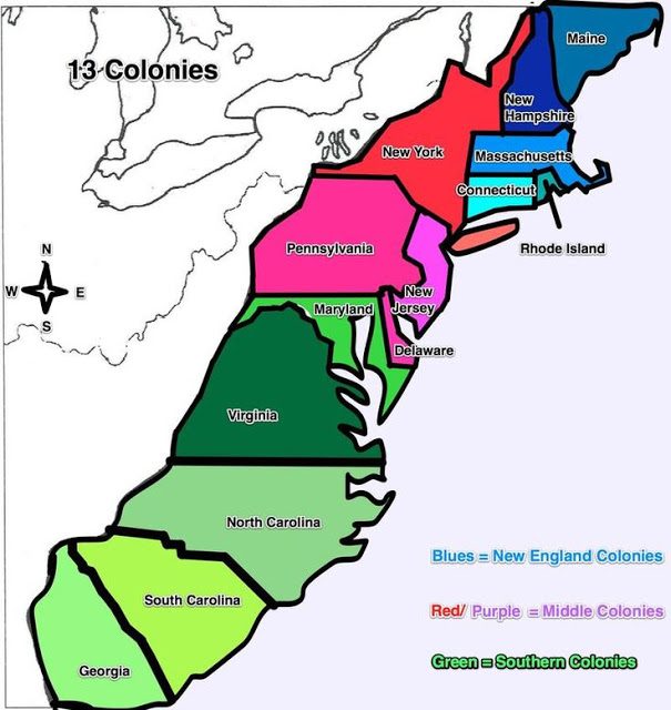 13 Colonies Map 1 