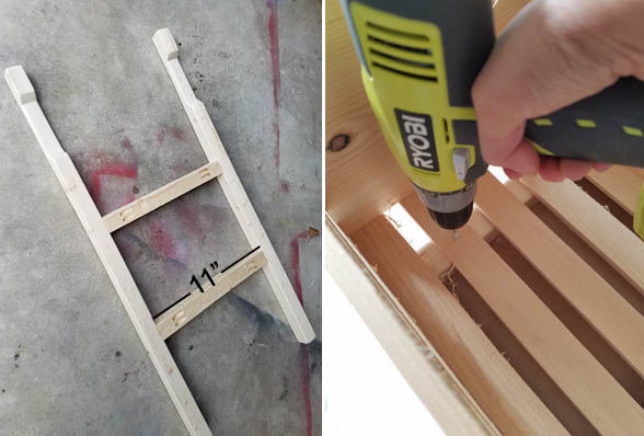 balusters, Ryobi tools, wooden crate