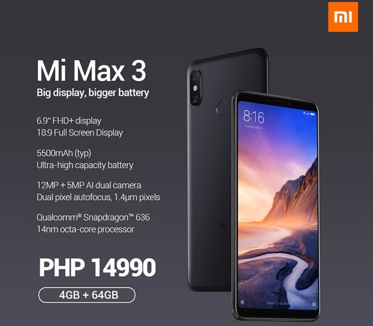 Xiaomi Mi Max 3 6 128gb Black