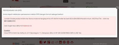 pop up sms cara belanja