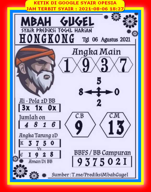 Prediksi Hongkong 6 Agustus 2021 Prediksi Togel Hk Sdy Sgp