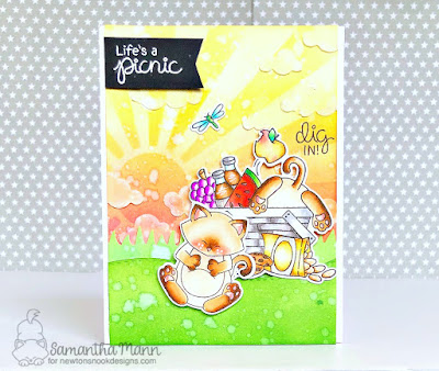 Life's a Picnic Card by Samantha Mann for Newton's Nook Designs, Distress Ink, Embossing Paste, handmade cards, Zig Clean Color Real Brush Markers, #newtonsnook #distressink #inkblending #handmadecards