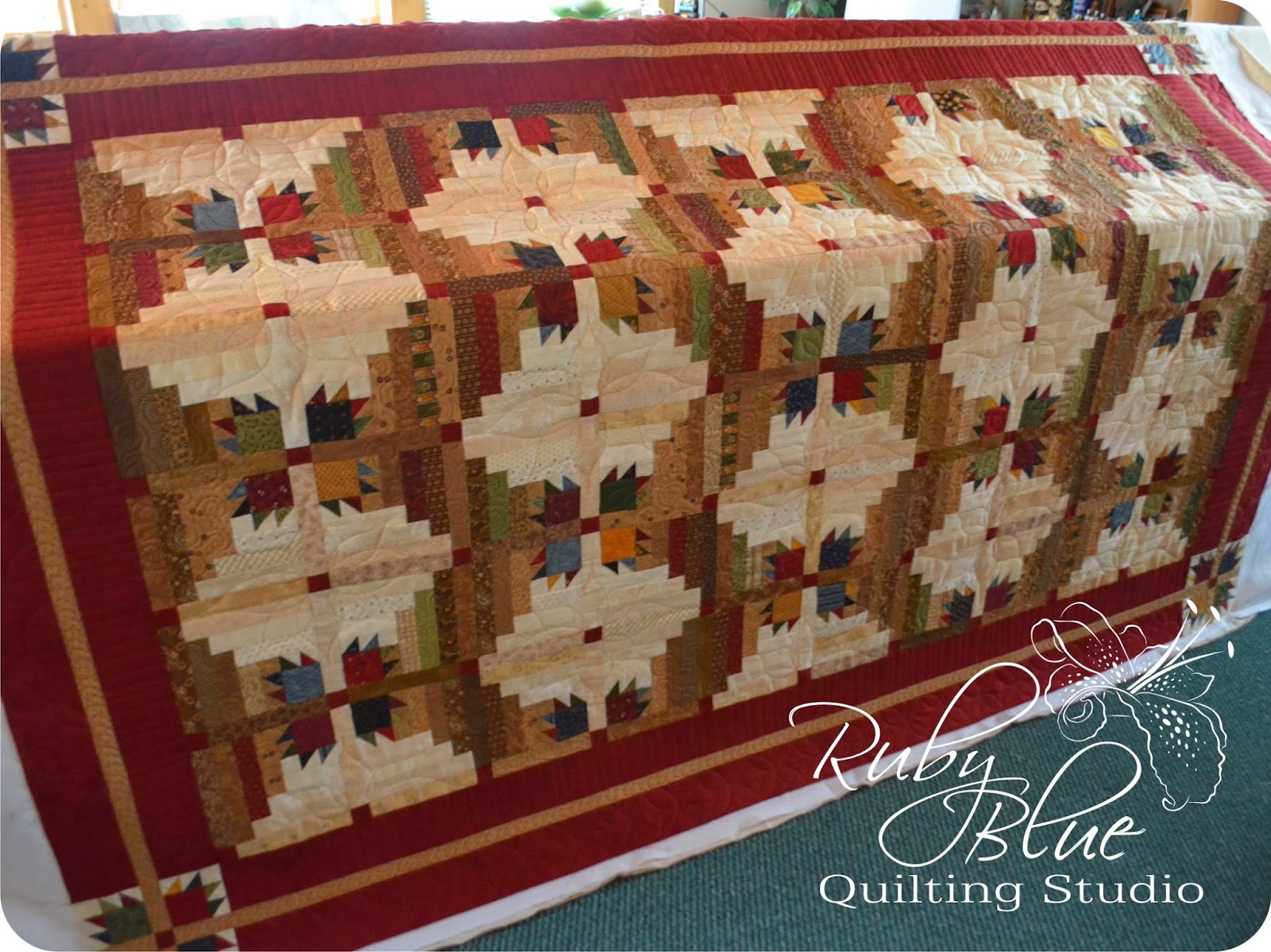 Ruby Blue Quilting Studio Machine Quilting Log Cabins