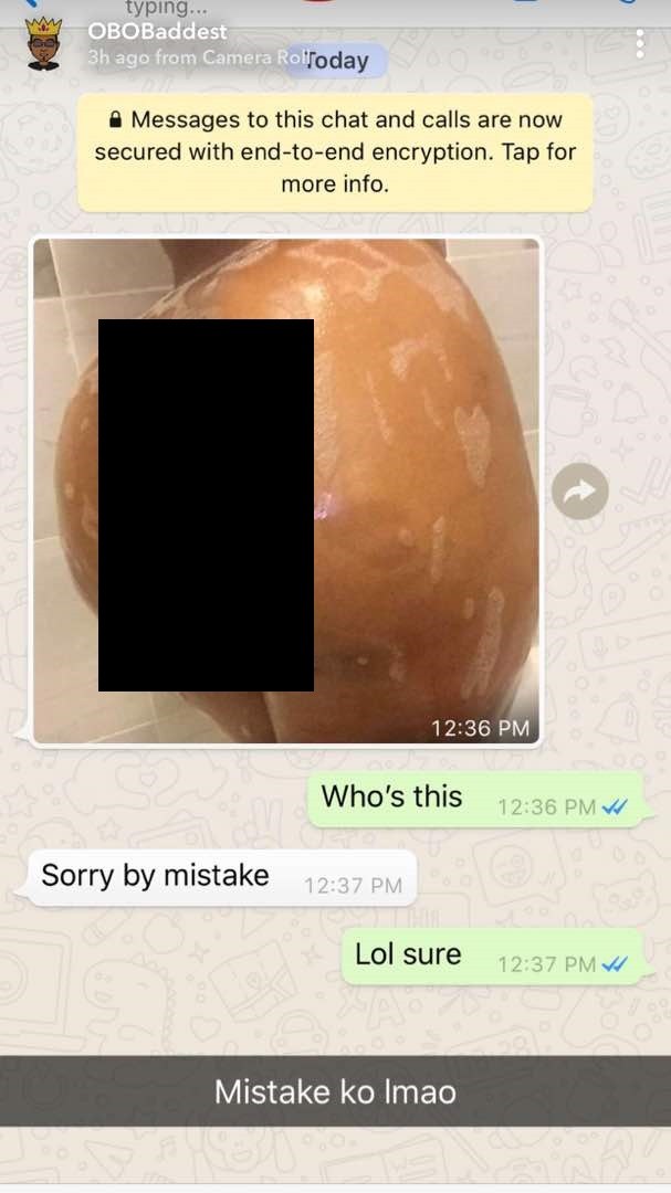 Davido leaks the nude picture a female fan sent to him on Whatsapp
