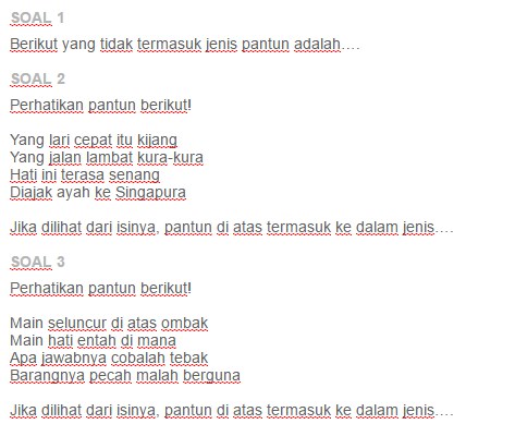 Contoh Soal Analisis Isi Teks Pantun Ezy Blog