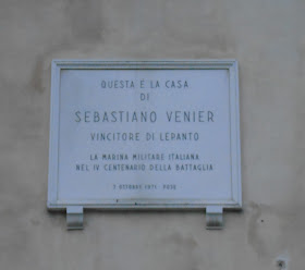 The plaque to Sebastiano Venier at his house in Campo Santa Maria Formosa in Venice